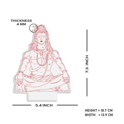 Lord Shiva Acrylic Night lamp with Warm White Light Festival Gifts Meditation Lamp for Temple Room Wooden Base Lamp